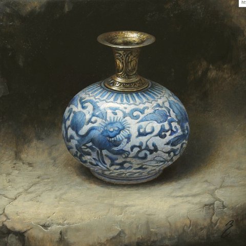 The Lion Vase, oil, 10-X10in, Bruno Capolongo,